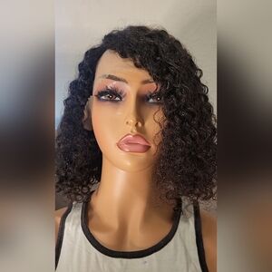High Grade 100% Human Hair Curly 1B Color Wig for Women